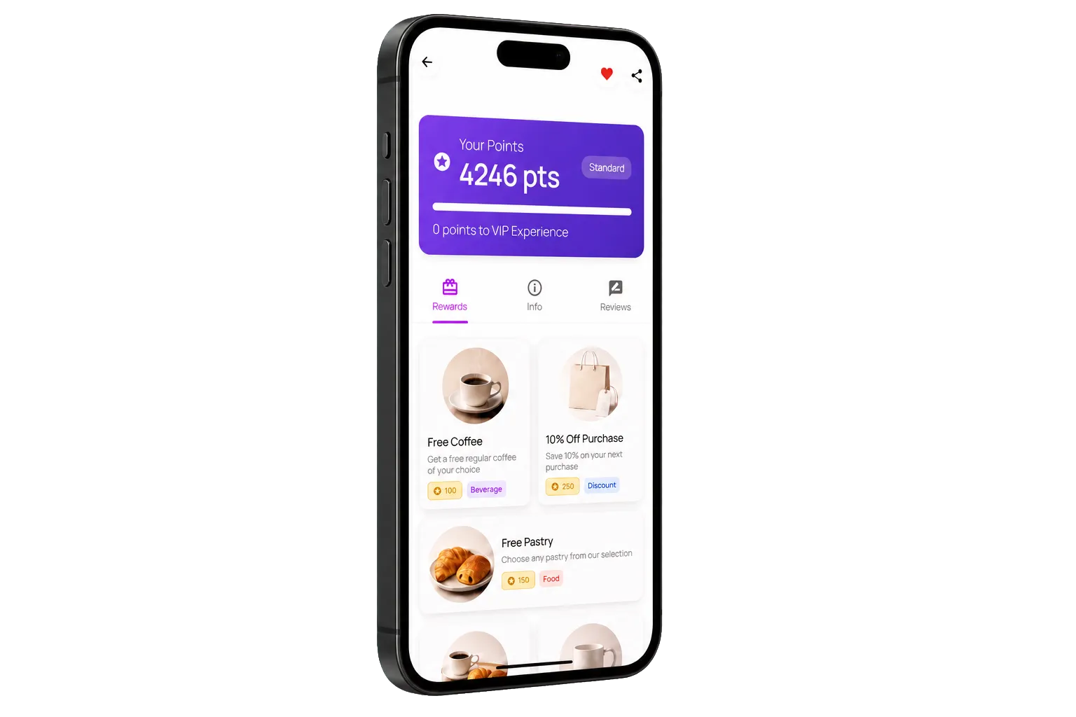 Reflexx mobile loyalty companion showing the customer rewards experience